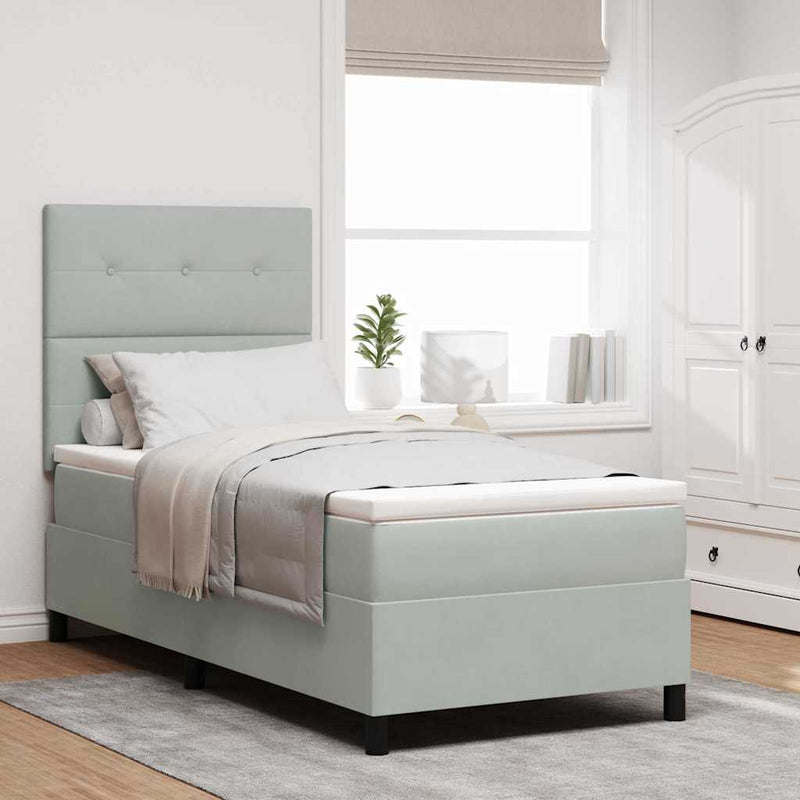 vidaXL Boxrugós ágy matracmal Világosszürke 100 x 200 cm Bársony