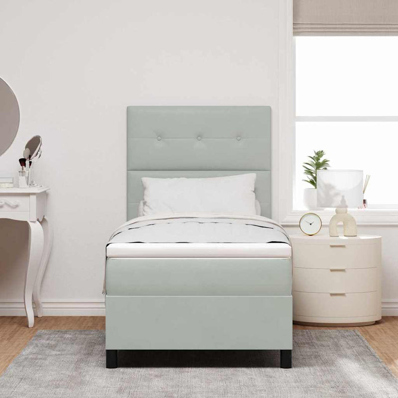 vidaXL Boxrugós ágy matracmal Világosszürke 100 x 200 cm Bársony