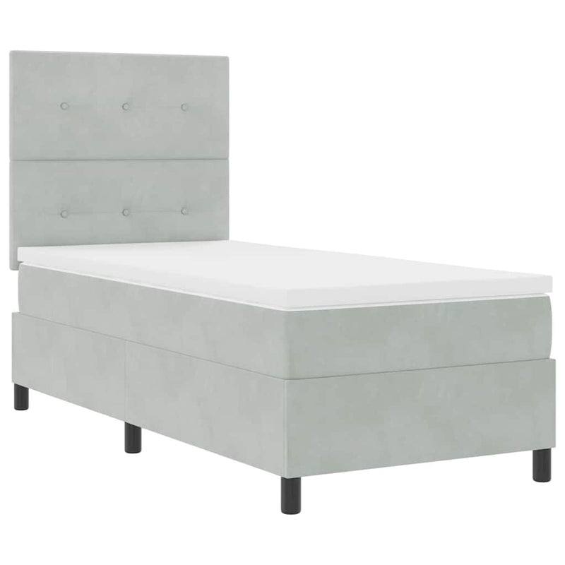 vidaXL Boxrugós ágy matracmal Világosszürke 100 x 200 cm Bársony
