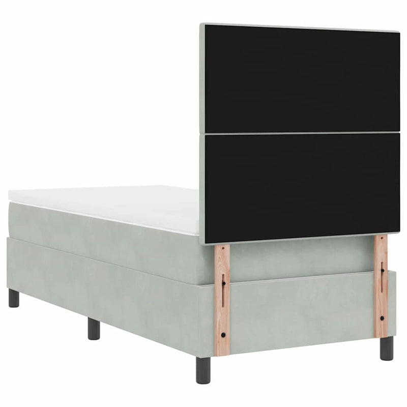 vidaXL Boxrugós ágy matracmal Világosszürke 100 x 200 cm Bársony
