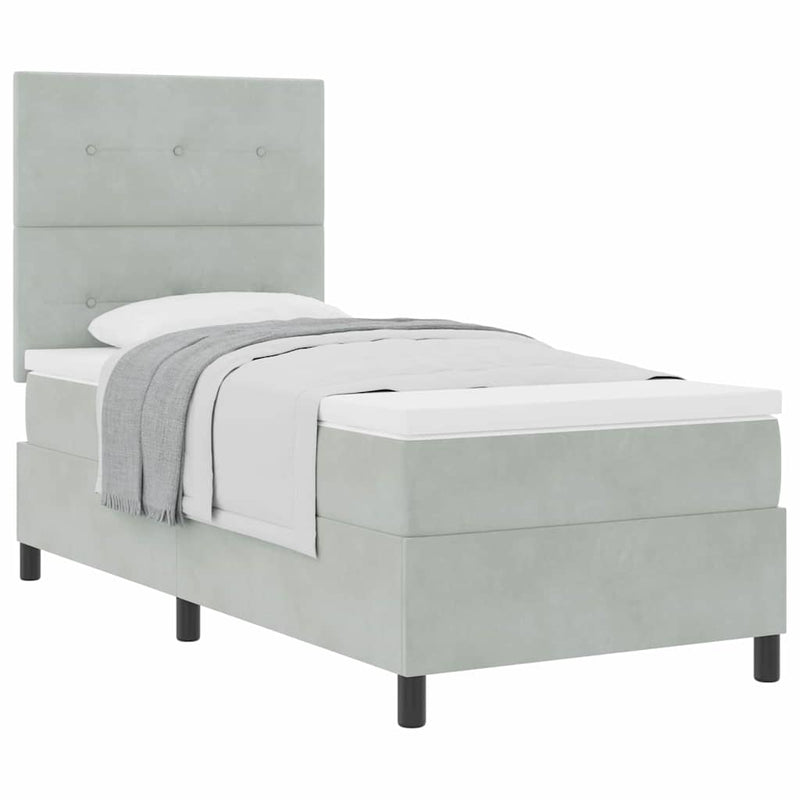 vidaXL Boxrugós ágy matracmal Világosszürke 100 x 200 cm Bársony