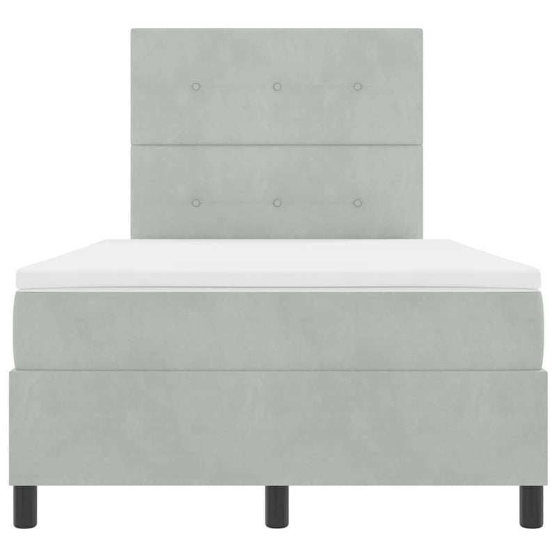 vidaXL Boxrugós ágy matracmal Világosszürke 120 x 190 cm Bársony