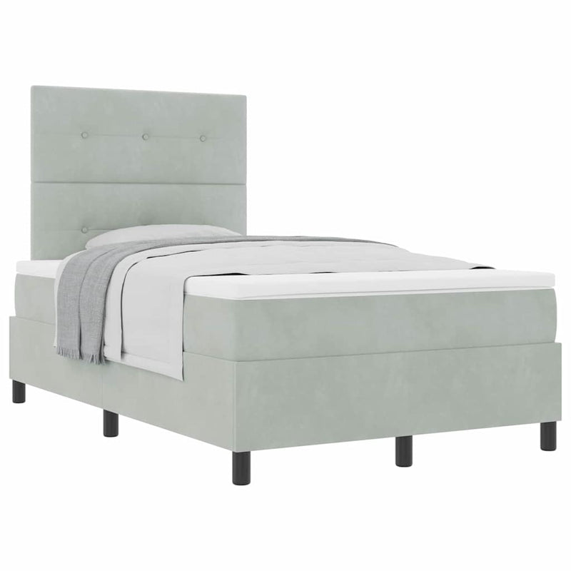 vidaXL Boxrugós ágy matracmal Világosszürke 120 x 190 cm Bársony