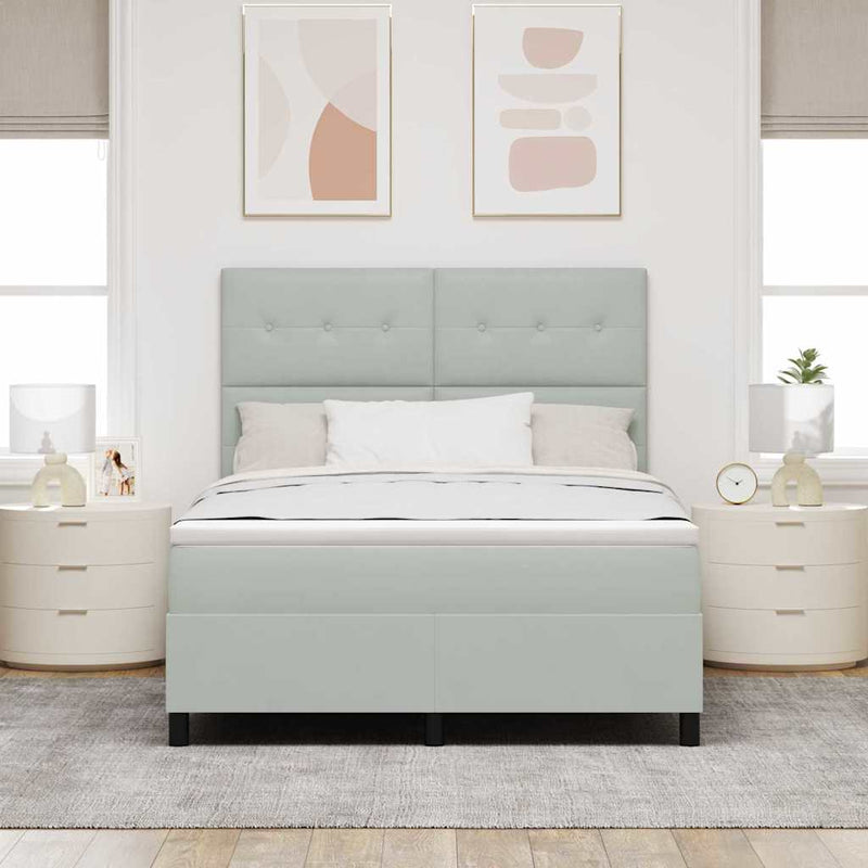 vidaXL Boxrugós ágy matracmal Világosszürke 160 x 200 cm Bársony