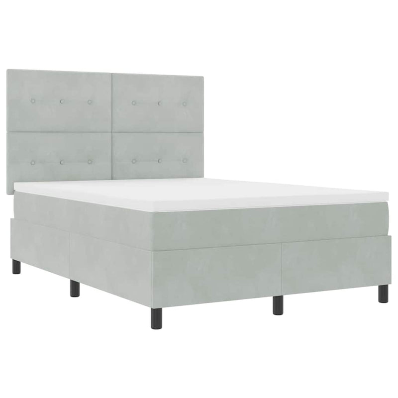 vidaXL Boxrugós ágy matracmal Világosszürke 160 x 200 cm Bársony