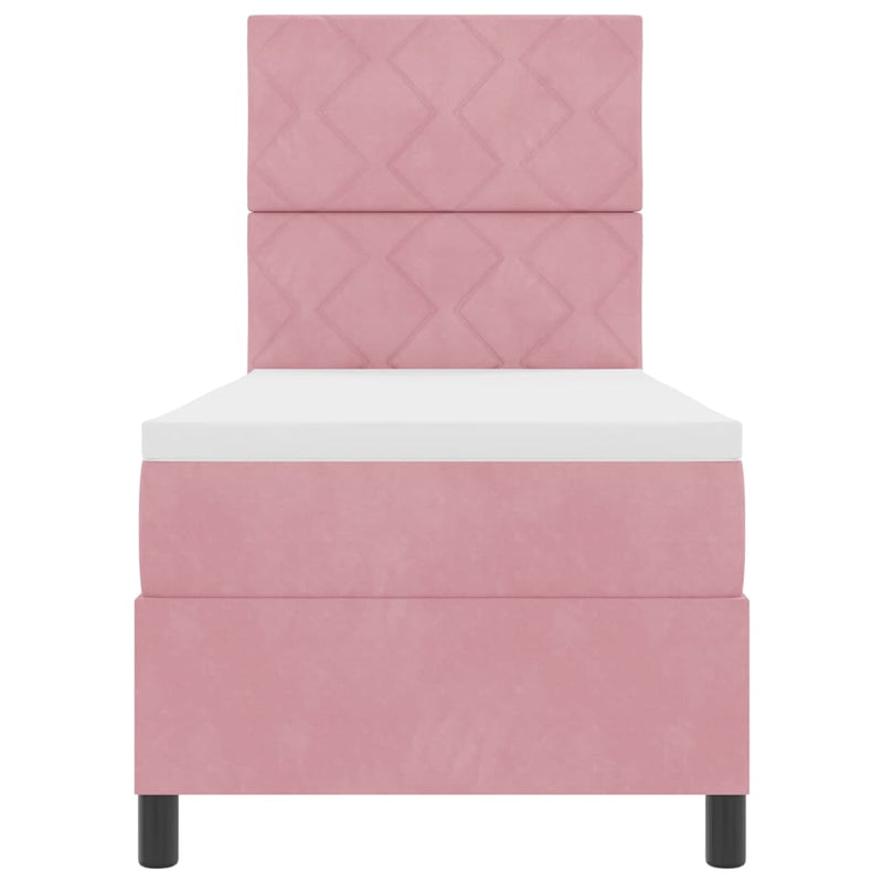 vidaXL Boxrugós ágy matracmal Rózsaszín 80 x 200 cm Bársony