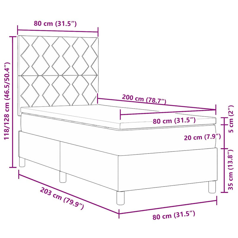 vidaXL Boxrugós ágy matracmal Rózsaszín 80 x 200 cm Bársony