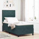 vidaXL Boxrugós ágy fejtámlával Sötétzöld 90 x 190 cm Bársony
