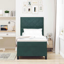vidaXL Boxrugós ágy fejtámlával Sötétzöld 90 x 190 cm Bársony