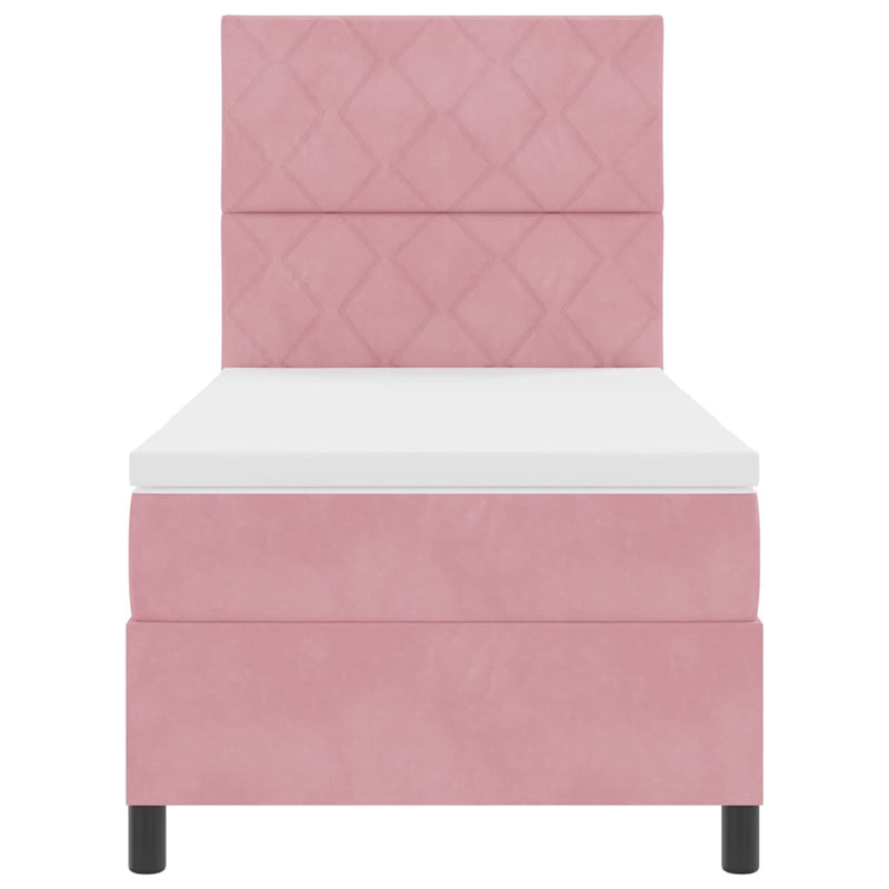 vidaXL Boxrugós ágy matracmal Rózsaszín 100 x 200 cm Bársony