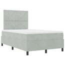 vidaXL Boxrugós ágy fejtámlával Világosszürke 120 x 190 cm Bársony