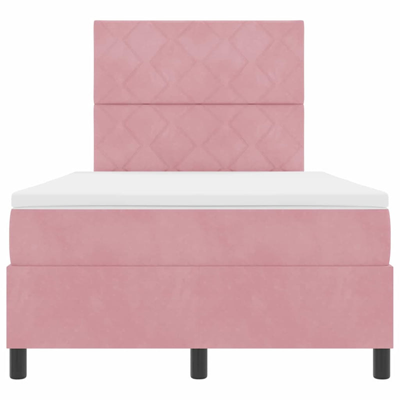 vidaXL Boxrugós ágy matracmal Rózsaszín 120 x 190 cm Bársony