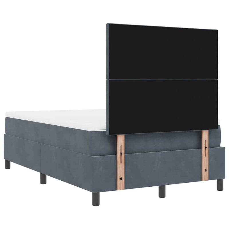 vidaXL Boxrugós ágy matracmal Sötétszürke 120 x 200 cm Bársony