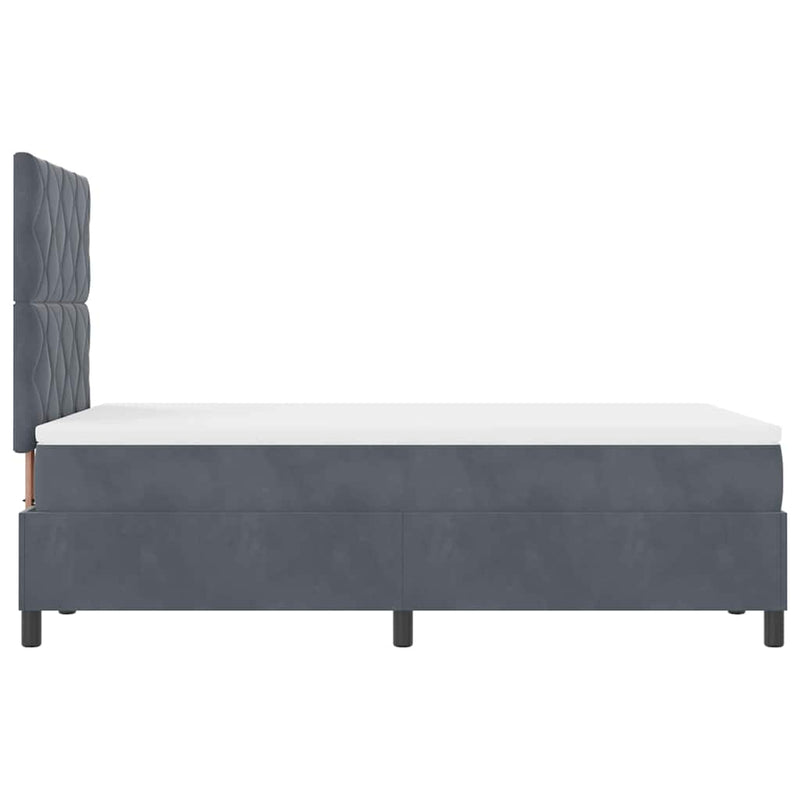 vidaXL Boxrugós ágy matracmal Sötétszürke 120 x 200 cm Bársony