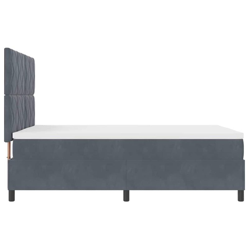 vidaXL Boxrugós ágy matracmal Sötétszürke 140 x 200 cm Bársony