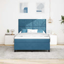 vidaXL Boxrugós ágy fejtámlával Sötét kék 140 x 200 cm Bársony