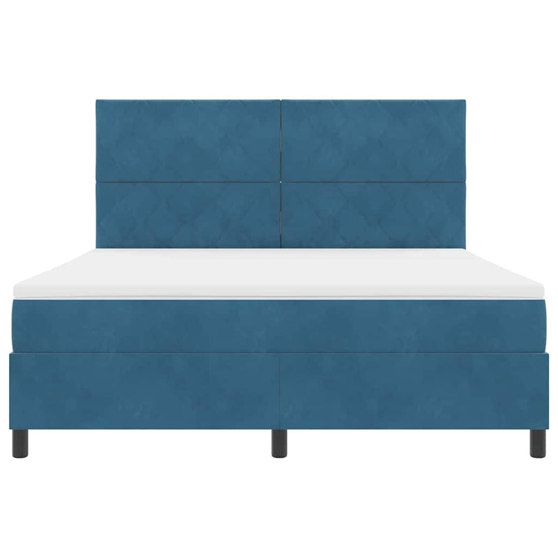 vidaXL Boxrugós ágy matracmal Sötétkék 180 x 200 cm Bársony