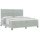 vidaXL Boxrugós ágy fejtámlával Világosszürke 200 x 200 cm Bársony