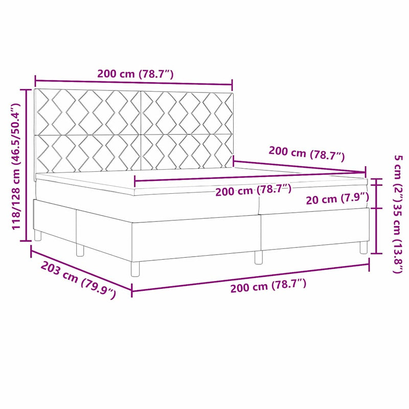 vidaXL Boxrugós ágy matracmal Rózsaszín 200 x 200 cm Bársony