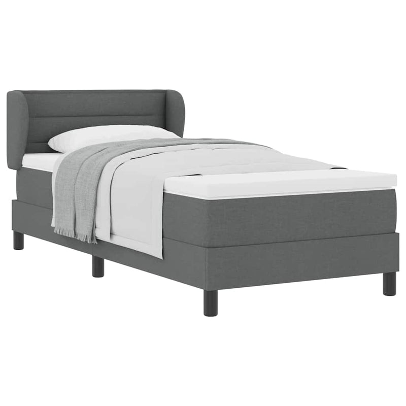 vidaXL Boxspring ágy matraccal Sötétszürke 90 x 190 cm szövet