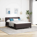 vidaXL Boxrugós ágy fejtámlával Sötét Barna 140 x 200 cm szövet
