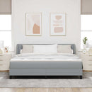 vidaXL Boxrugós ágy fejtámlával Világosszürke 180 x 200 cm szövet
