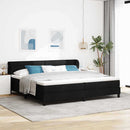 vidaXL Boxrugós ágy fejtámlával Fekete 200 x 200 cm szövet