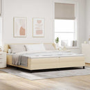 vidaXL Boxrugós ágy matracmal fejtámlával Krém 200 x 200 cm szövet