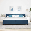 vidaXL Boxrugós ágy matracmal fejtámlával Kék 200 x 200 cm szövet