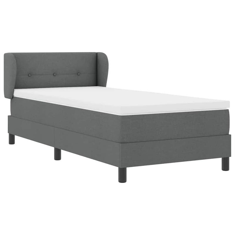 vidaXL Boxspring ágy matraccal Sötétszürke 90 x 190 cm szövet