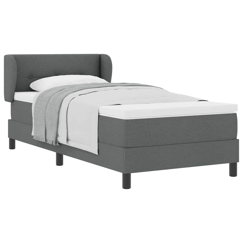 vidaXL Boxspring ágy matraccal Sötétszürke 90 x 190 cm szövet