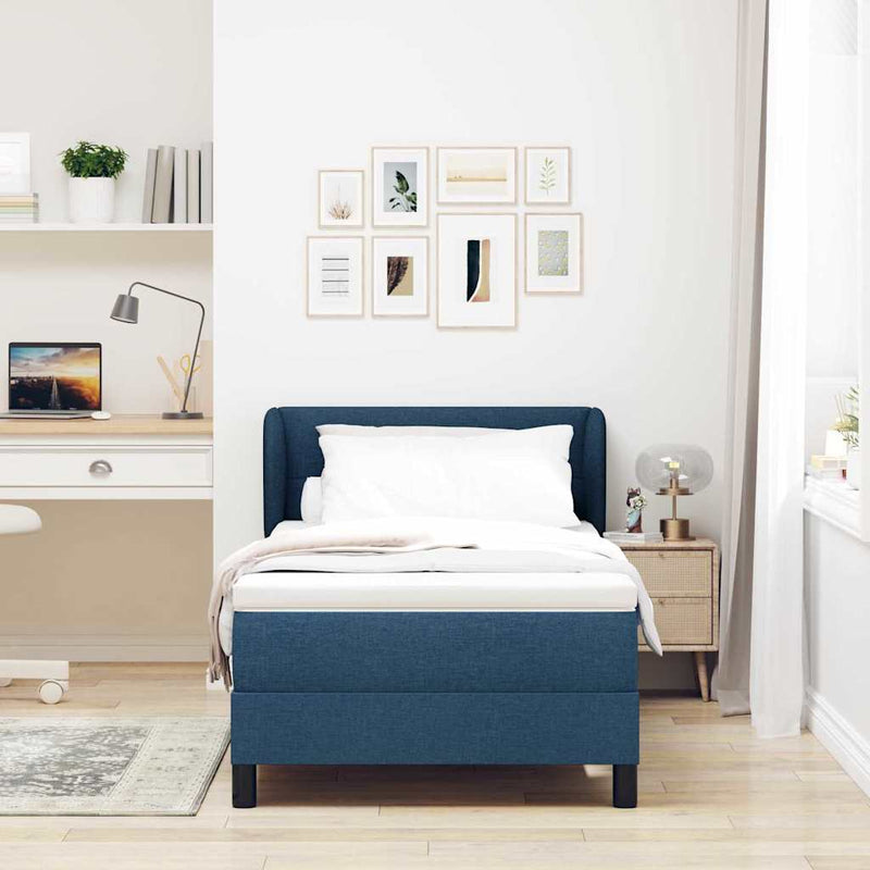 vidaXL Boxspring ágy matraccal matracmal Kék 90 x 200 cm szövet