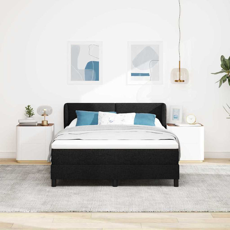 vidaXL Boxspring ágy matraccal matracmal Fekete 160 x 200 cm szövet