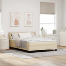 vidaXL Boxrugós ágy fejtámlával Krém 160 x 200 cm szövet