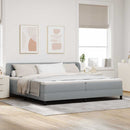 vidaXL Boxrugós ágy fejtámlával Világosszürke 200 x 200 cm szövet