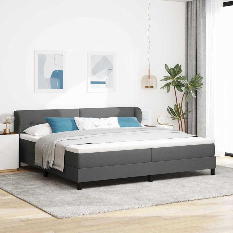 vidaXL Boxspring ágy matraccal Sötétszürke 200 x 200 cm szövet