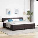 vidaXL Boxrugós ágy fejtámlával Sötét Barna 200 x 200 cm szövet