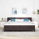 vidaXL Boxrugós ágy fejtámlával Sötét Barna 200 x 200 cm szövet