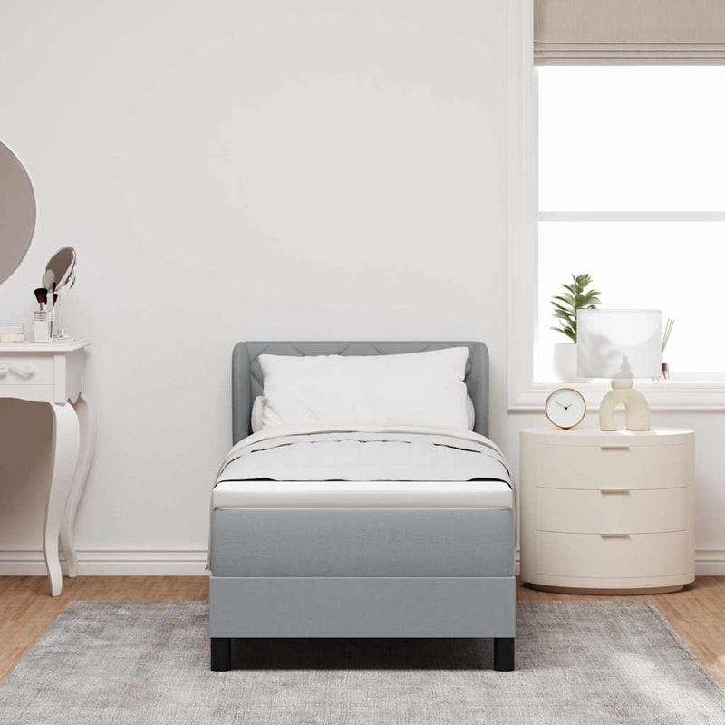 vidaXL Boxspring ágy matraccal Világosszürke 80 x 200 cm szövet