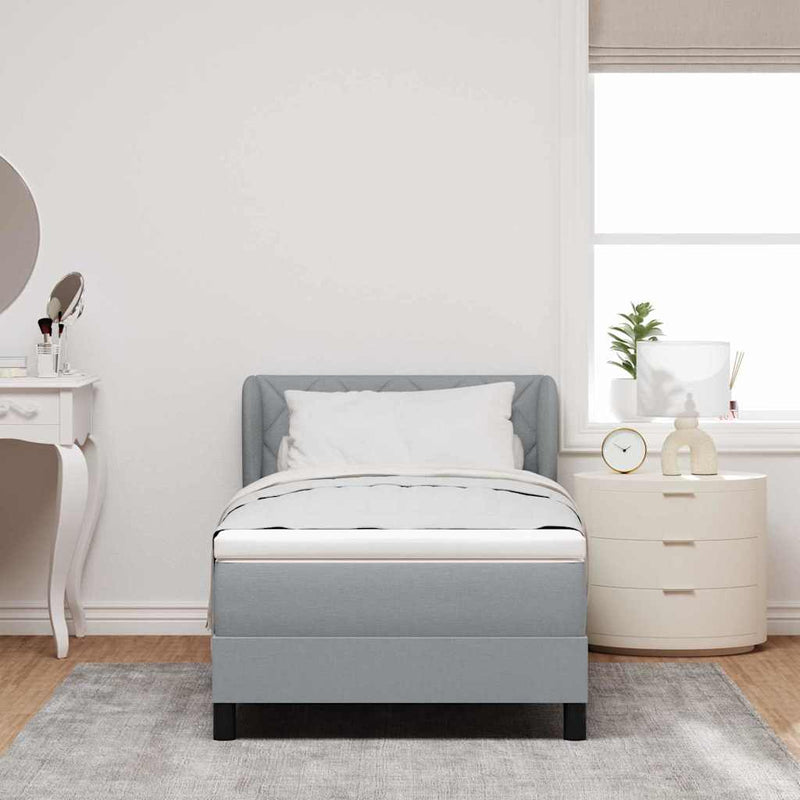 vidaXL Boxspring ágy matraccal Világosszürke 90 x 190 cm szövet