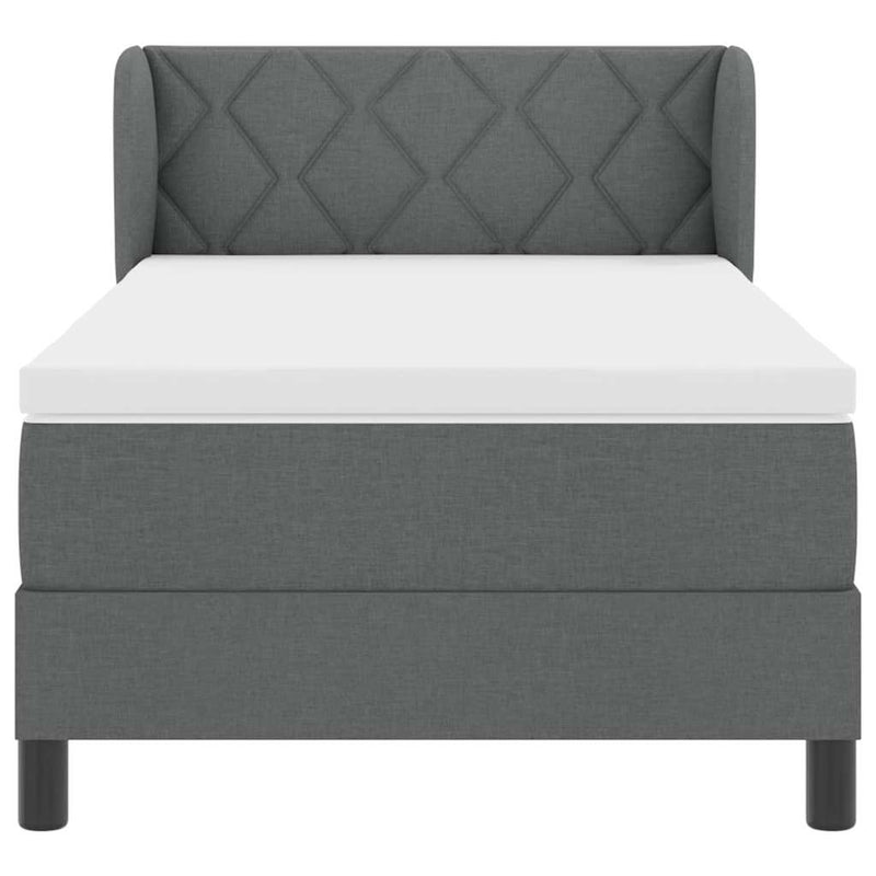 vidaXL Boxspring ágy matraccal Sötétszürke 90 x 190 cm szövet