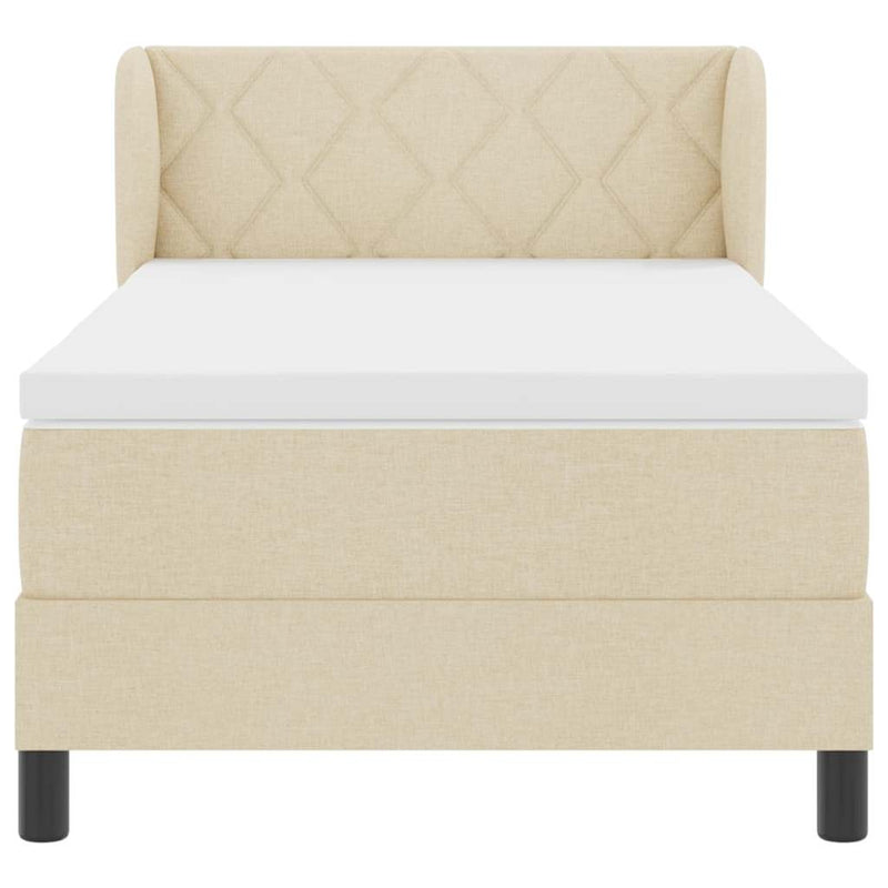 vidaXL Boxspring ágy matraccal matracmal Krém 90 x 190 cm szövet