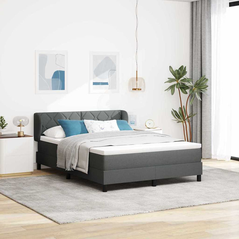 vidaXL Boxspring ágy matraccal Sötétszürke 140 x 190 cm szövet