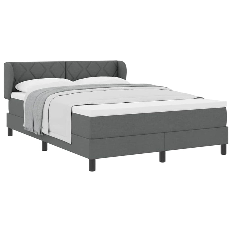 vidaXL Boxspring ágy matraccal Sötétszürke 140 x 190 cm szövet