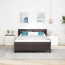 vidaXL Boxrugós ágy fejtámlával Sötét Barna 140 x 190 cm szövet