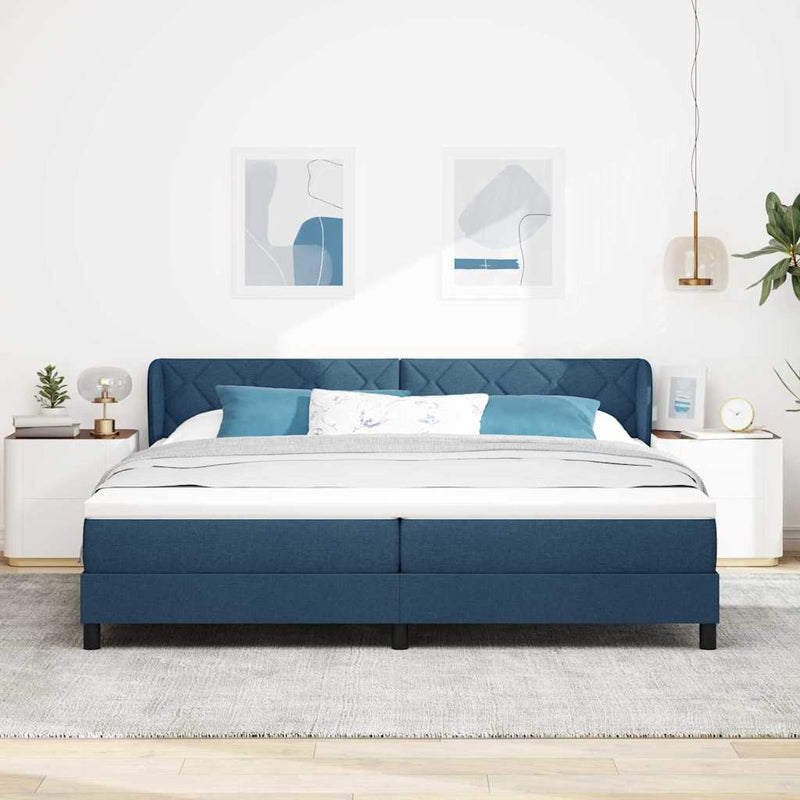 vidaXL Boxspring ágy matraccal matracmal Kék 200 x 200 cm szövet