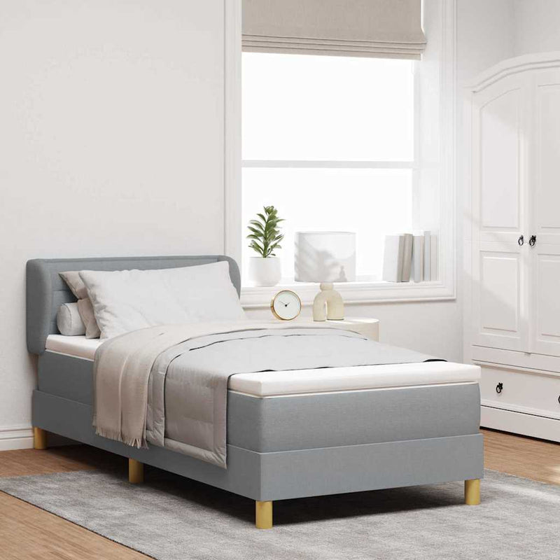 vidaXL Rugós Ágy Matraccal Krém 90x200 cm Szövet Világosszürke