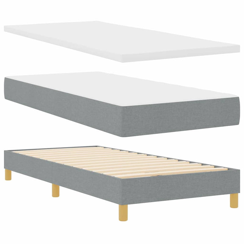 vidaXL Rugós Ágy Matraccal Krém 90x200 cm Szövet Világosszürke