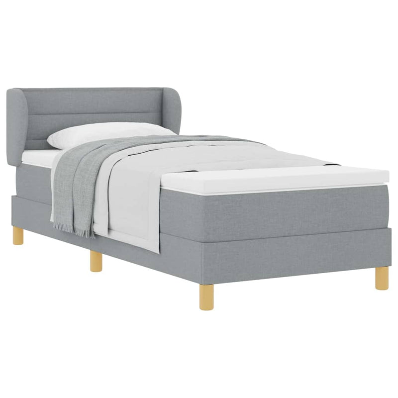 vidaXL Rugós Ágy Matraccal Krém 90x200 cm Szövet Világosszürke