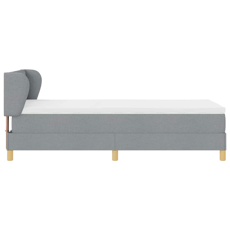 vidaXL Rugós Ágy Matraccal Krém 90x200 cm Szövet Világosszürke